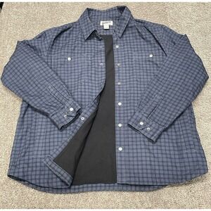 Duluth Mens 2XL Fire Hose Flannel Lined Canvas Limber Jac Shacket Snap Navy Blue